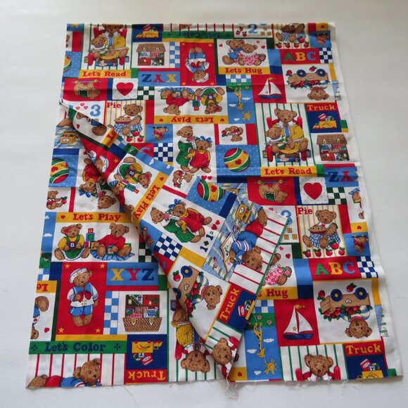 A V.I.P. Print Cranston Print Works Co Vintage Let’s Play Fabric 1980 - Picture 3 of 7